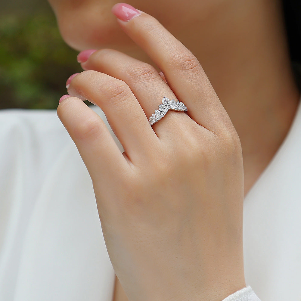 Victory V-Shaped Design Moissanite Engagement Ring For Women