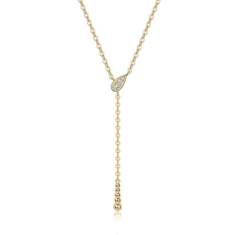 Moissanite Y-Shaped Pendant Necklace S925 Silver Plated with 18K Gold