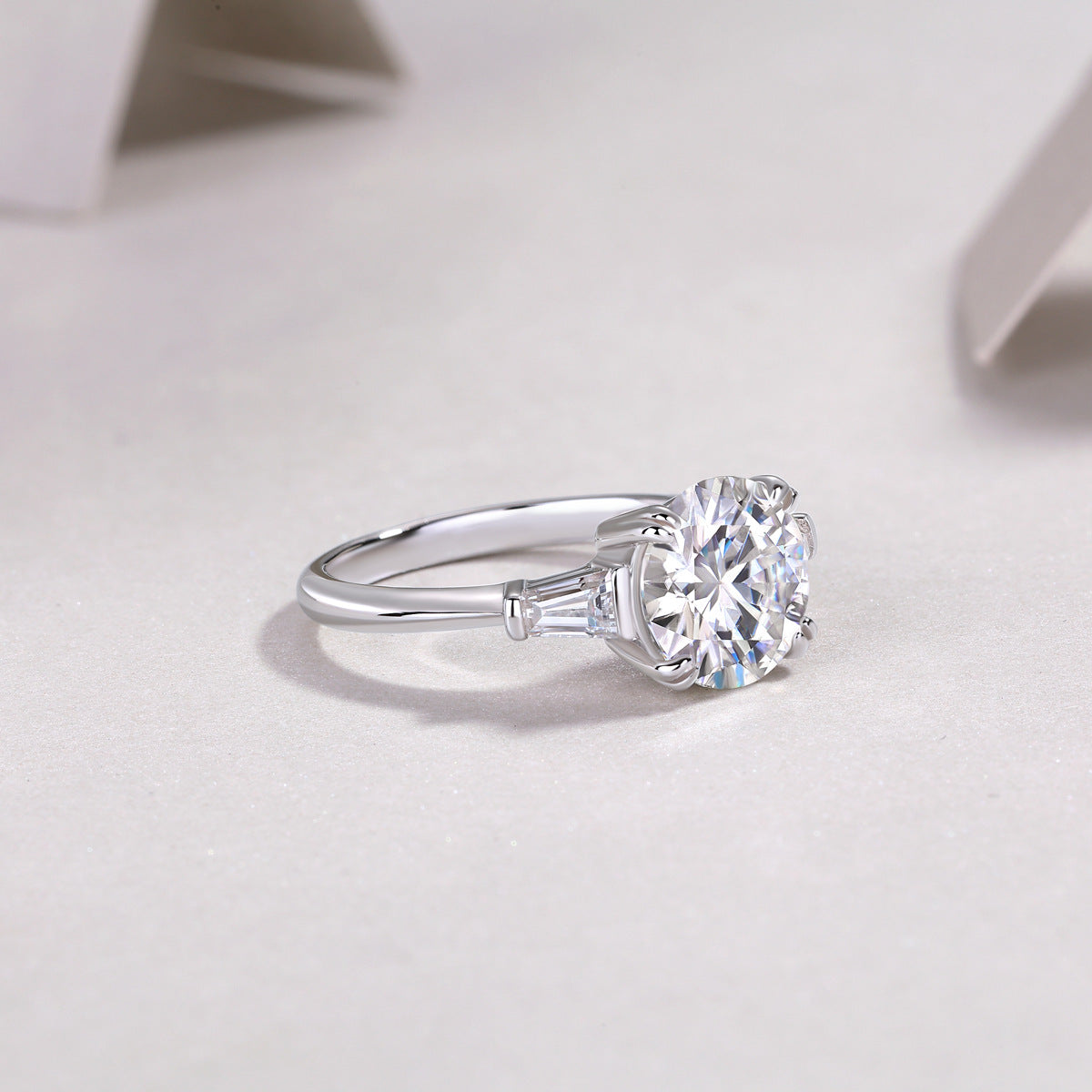 Step by Step Brilliance Classic Four-Prong 3.5 Carat Moissanite Ring