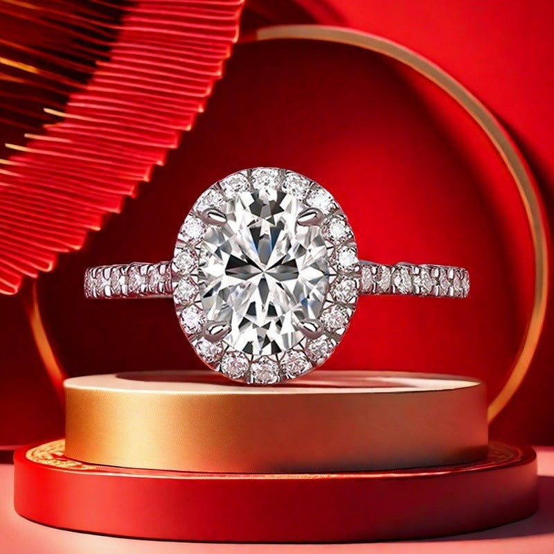 Egg-shaped 7*9 Moissanite Diamond Ring for Women