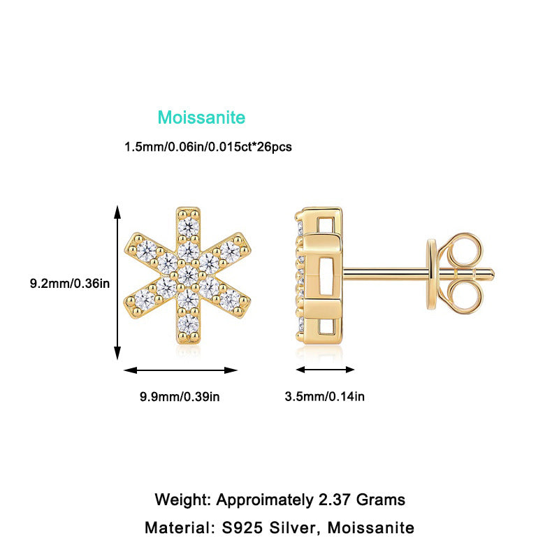 Christmas Snowflake Moissanite Diamond Stud Earrings