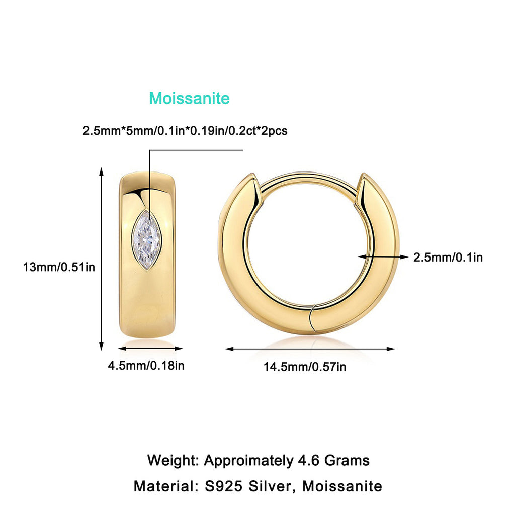 0.4 Carat Moissanite Round Earrings S925 Sterling Silver plated 18K Gold