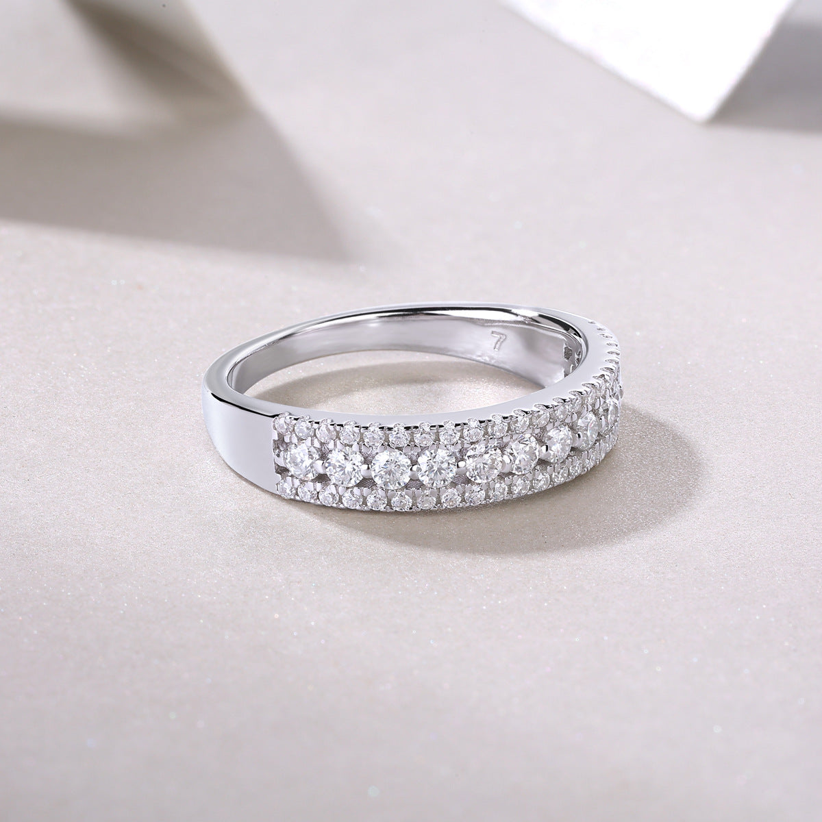 Moissanite Diamond Unisex Ring S925 Silver Plated 18K White Gold