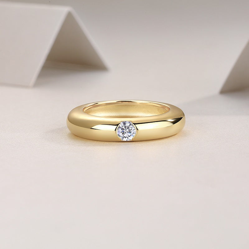 0.5CT Moissanite Couple Rings S925 Sterling Silver Plated with 18K Gold Rings