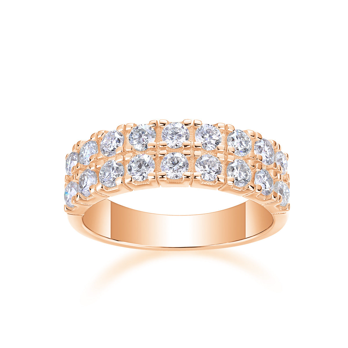 Double Row 1.8CT Moissanite Engagement Ring For Men and Women