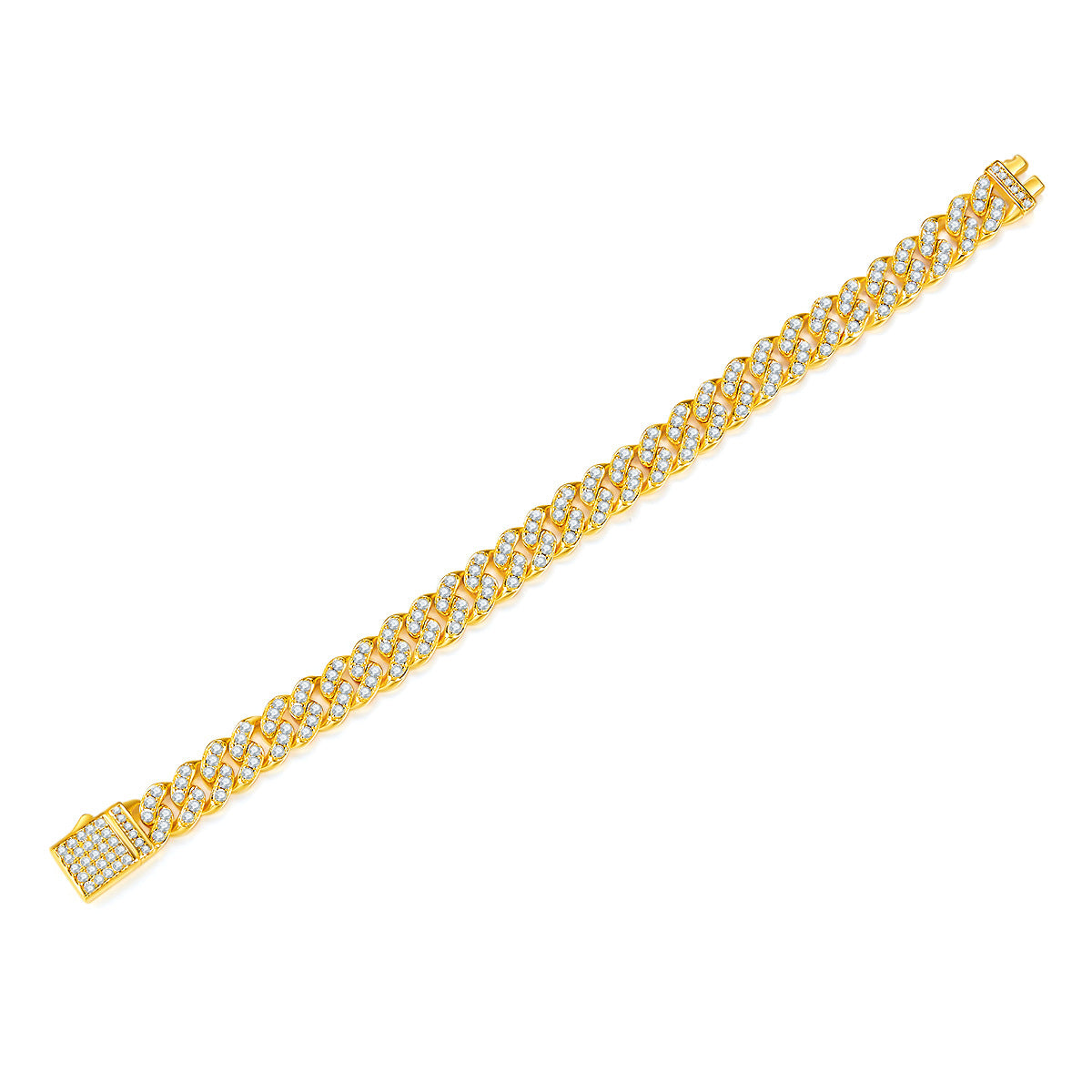 Men's and Women's Moissanite Cuban Bracelet S925 Silver Plated with 18K Gold