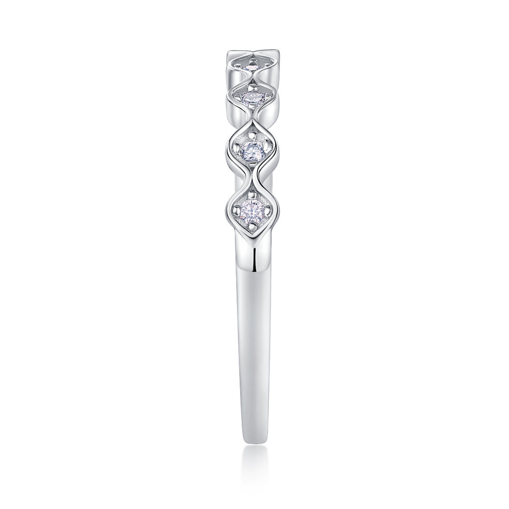 Wave-shaped Moissanite Diamond Ring for Women S925 Sterling Silver Plated with 18K Gold