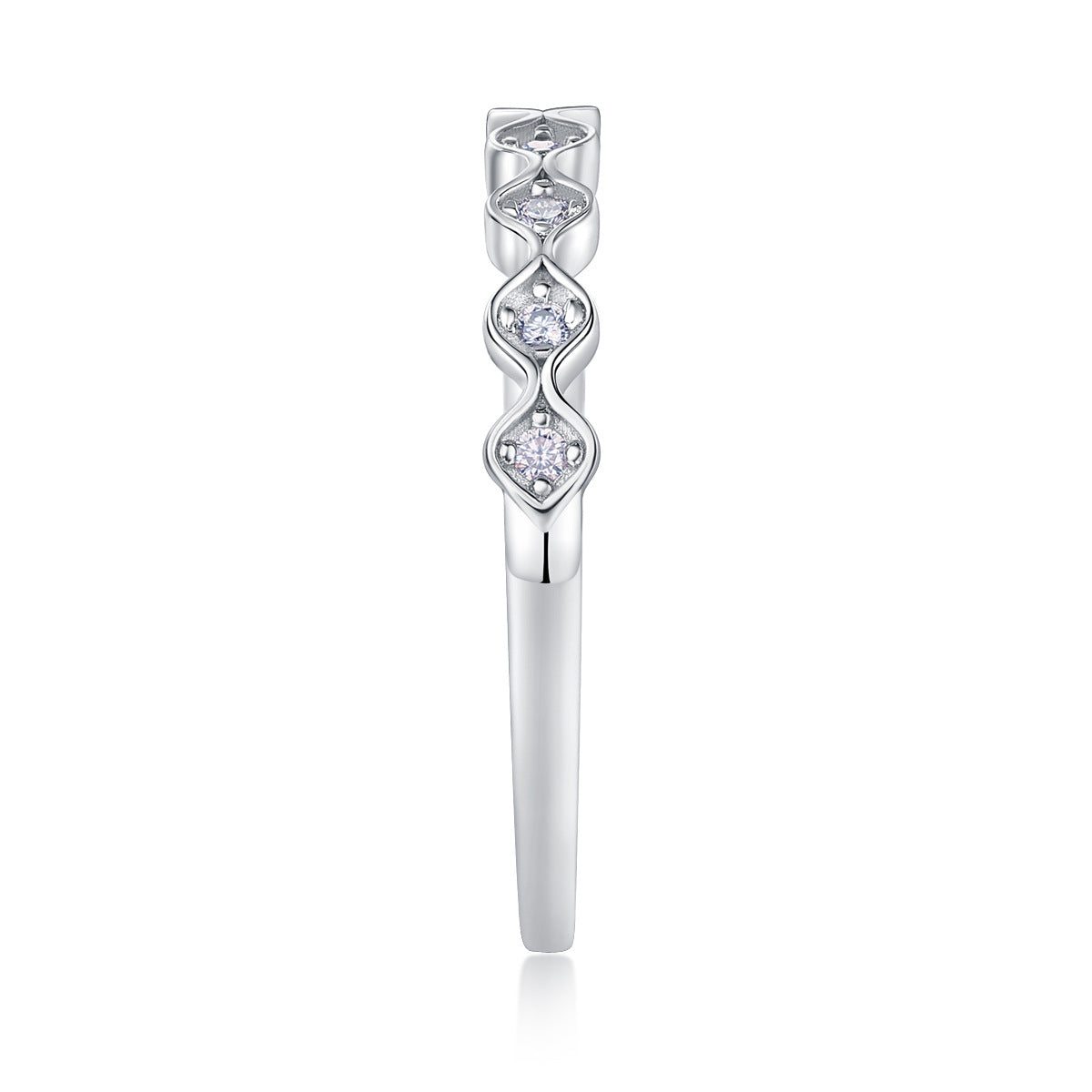 Wave-shaped Moissanite Diamond Ring for Women S925 Sterling Silver Plated with 18K Gold