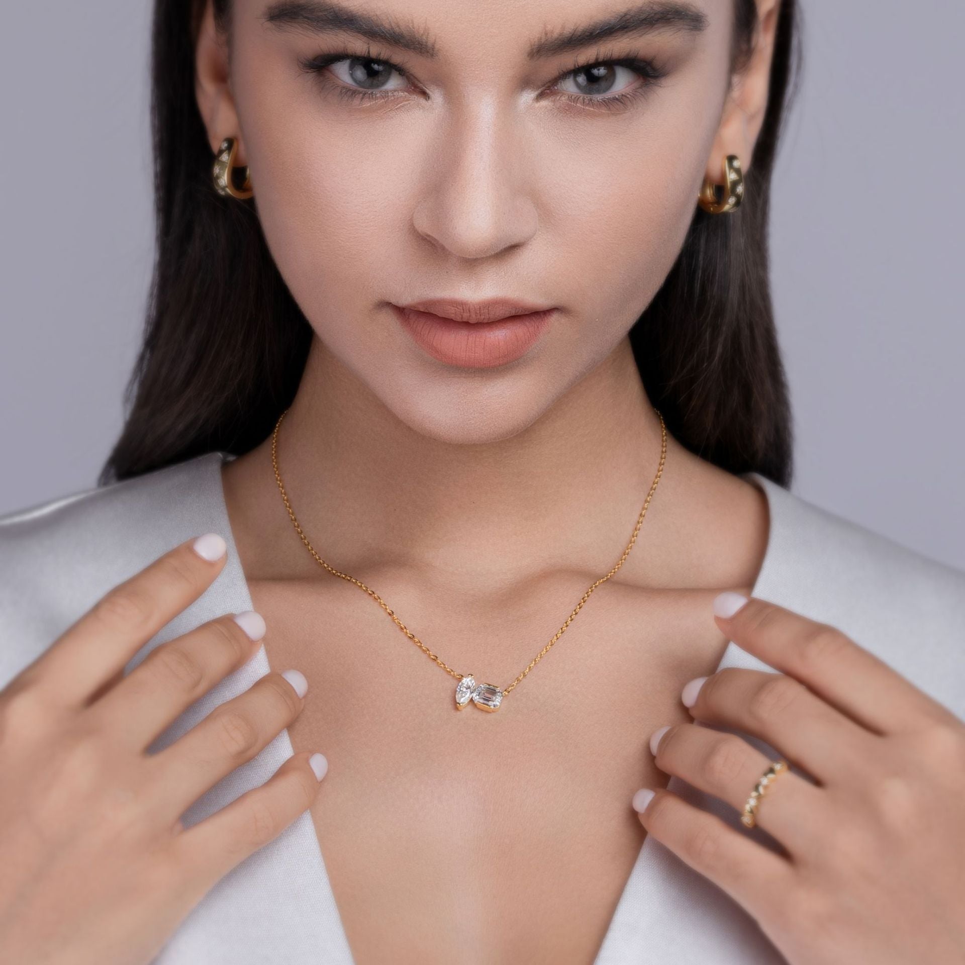 Double Diamond Phantom Moissanite Necklace For Women