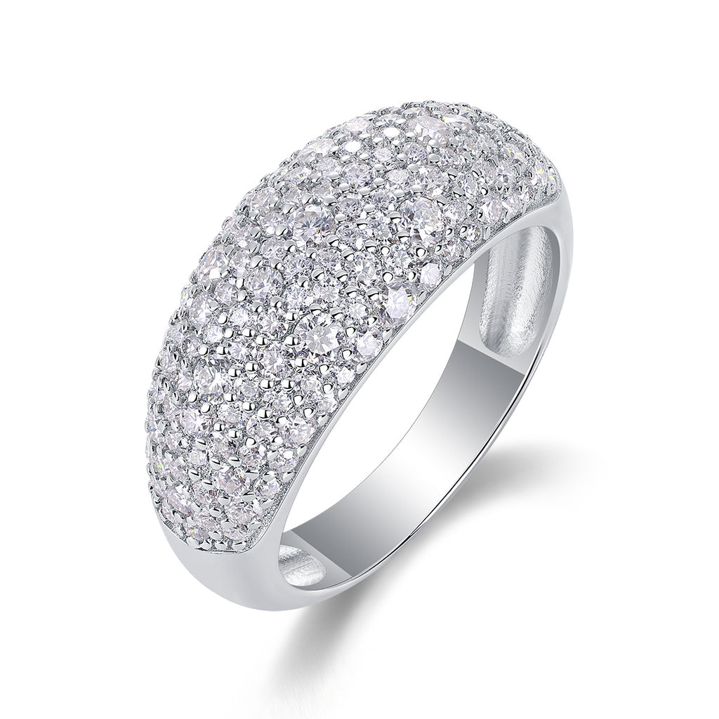 Unisex Moissanite Hip-Hop Style Ring S925 Silver Plated with 18K White Gold