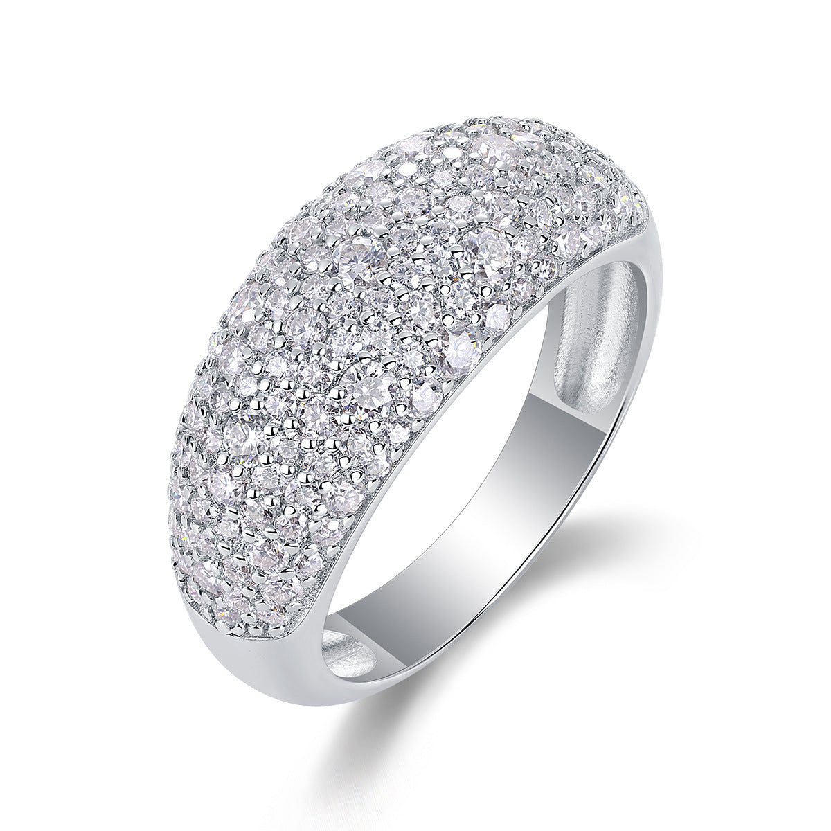 Unisex Moissanite Hip-Hop Style Ring S925 Silver Plated with 18K White Gold