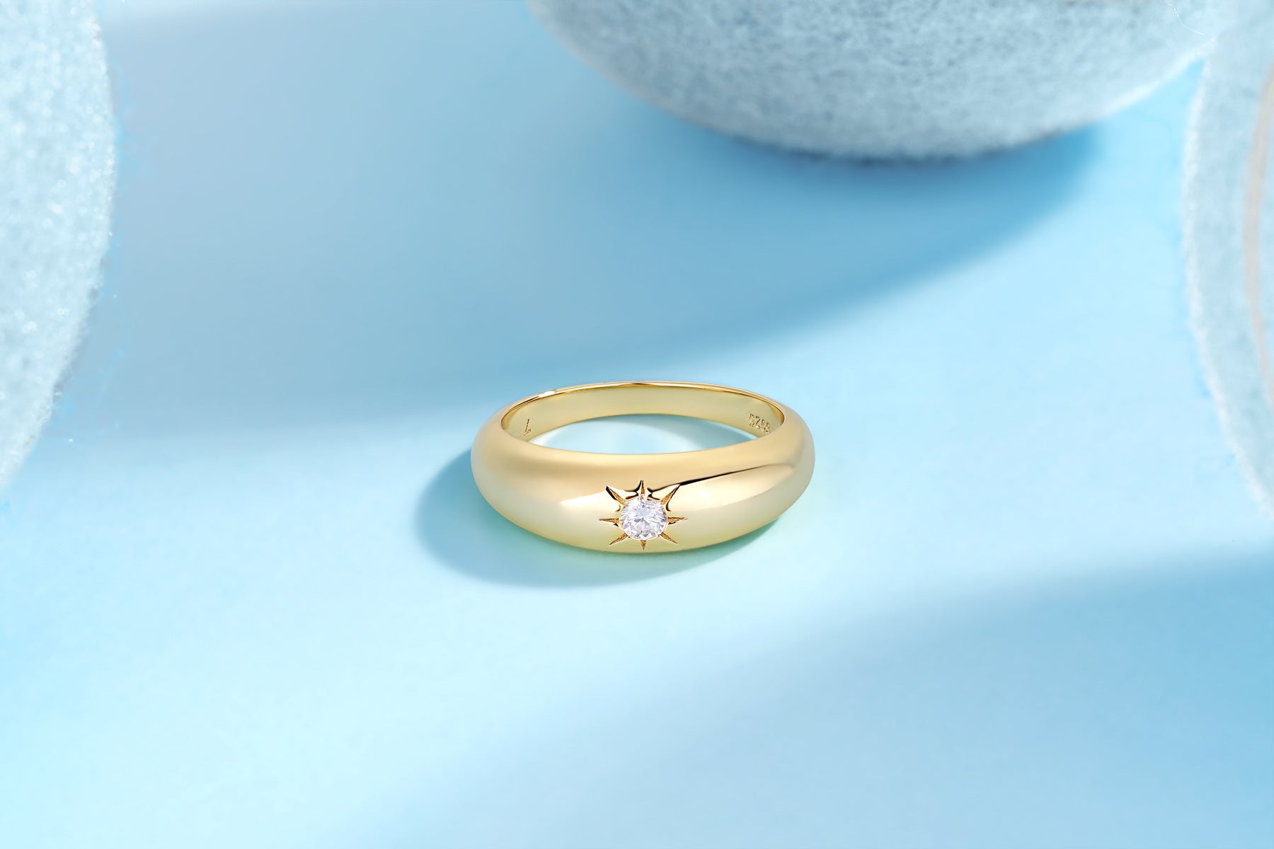 Phantom Star Fan Moissanite Ring for Men and Women S925 Sterling Silver Gold Plated