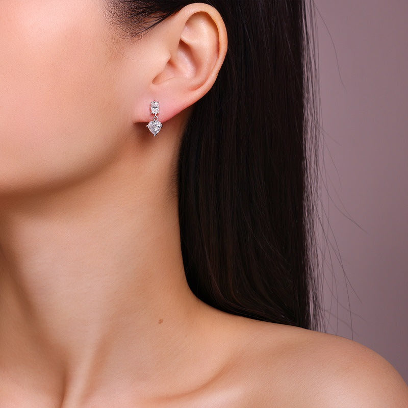 Moissanite Fashion Personality Heart-Shaped Earrings