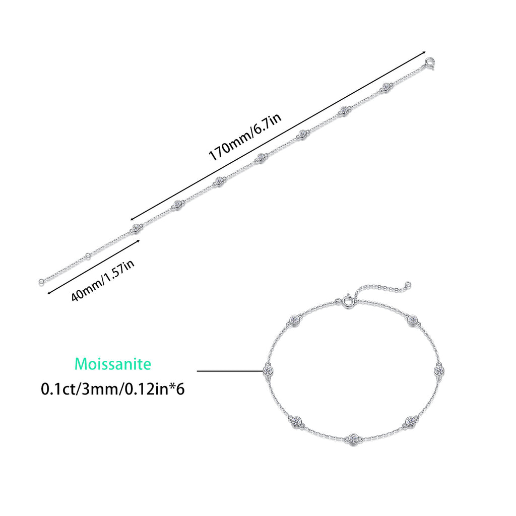 Moissanite Bubble Bracelet for Women S925 Silver Plated with 18K White Gold