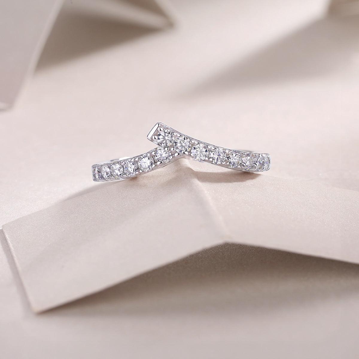 V-shaped Moissanite Ring for Women