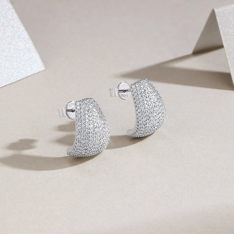 S925 Plated 18k Moissanite Diamond Engagement Earrings for Women
