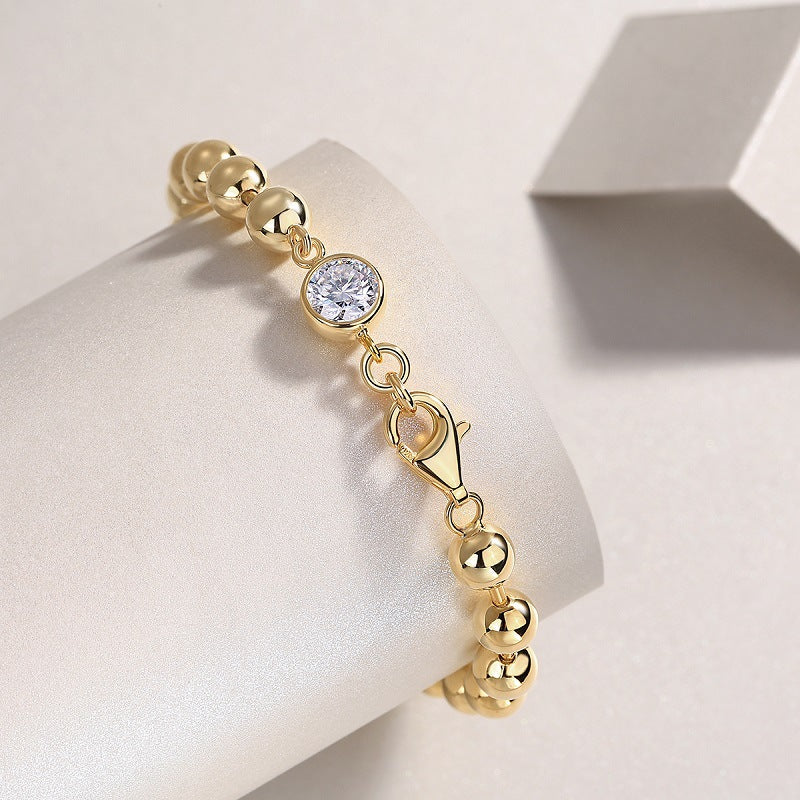 Xueye Wonderland S925 Silver Plated 18K Gold Inlaid 1 Carat Moissanite Bracelet