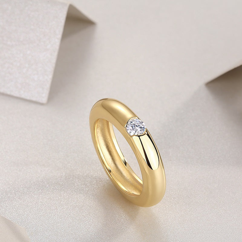 0.5CT Moissanite Couple Rings S925 Sterling Silver Plated with 18K Gold Rings