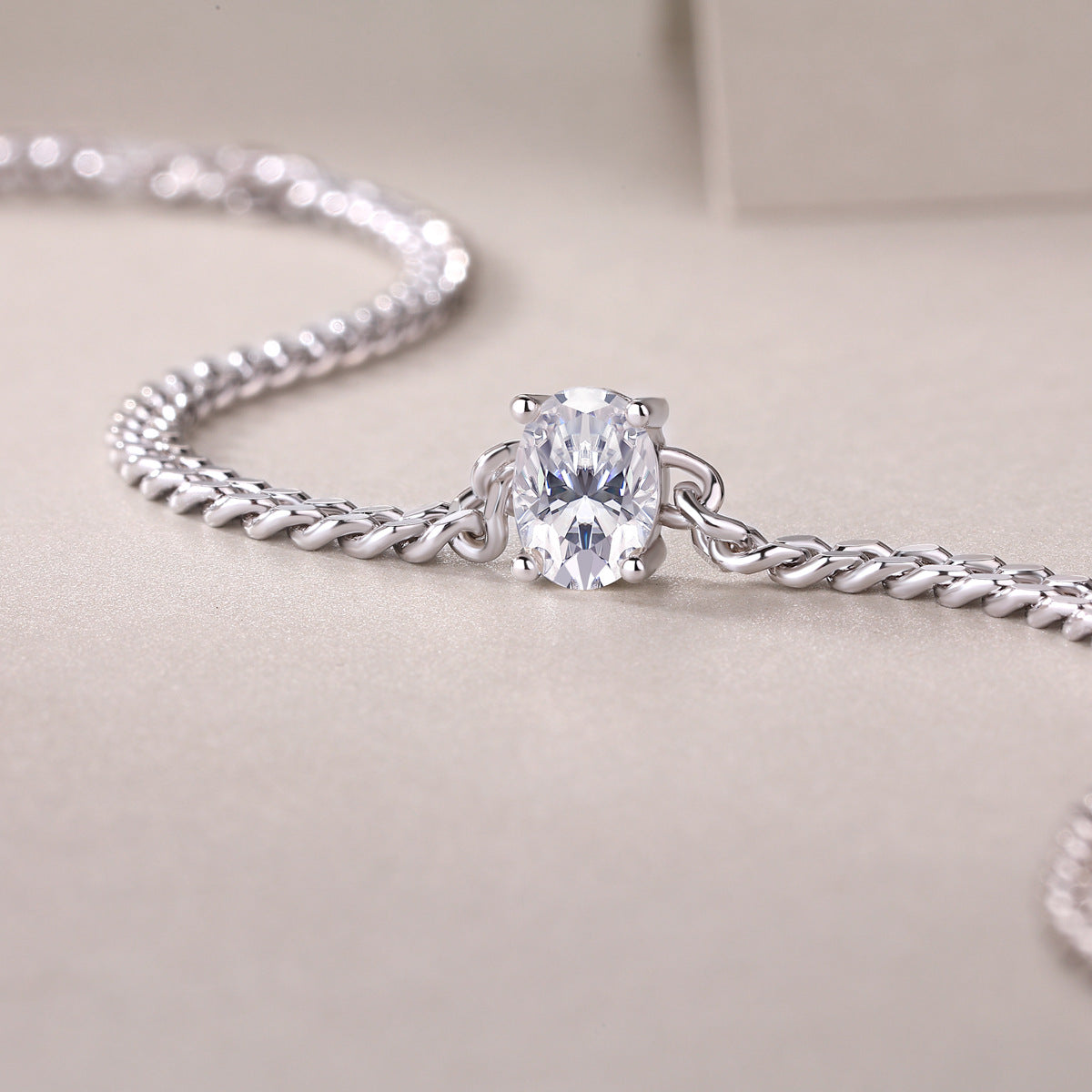 S925 Silver Plated with 18K White Gold 1CT Moissanite Cuban Tennis Bracelet for Men and Women,