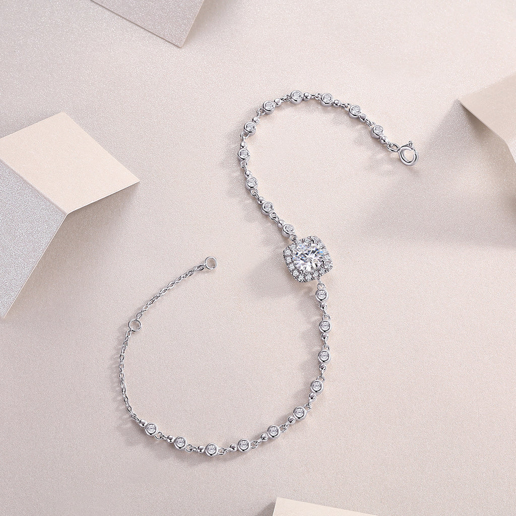 Female 1.94 Carat Moissanite Bracelet S925 Sterling Silver Plated 18K