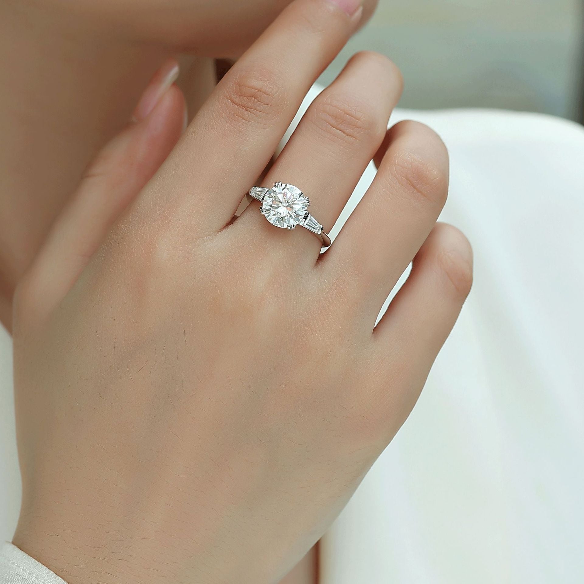 Step by Step Brilliance Classic Four-Prong 3.5 Carat Moissanite Ring