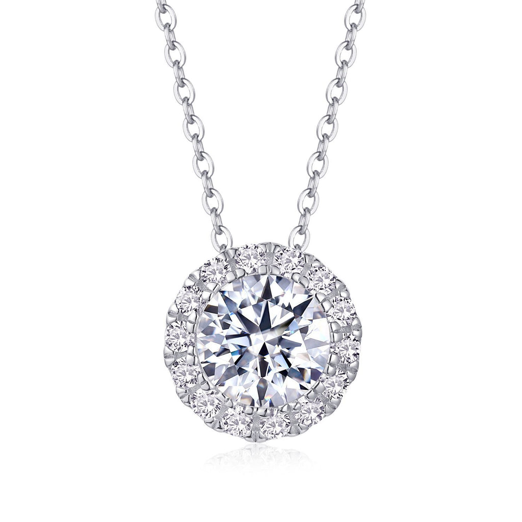 2 Carat Moissanite Necklace for Women S925 Silver Plated with 18K White Gold