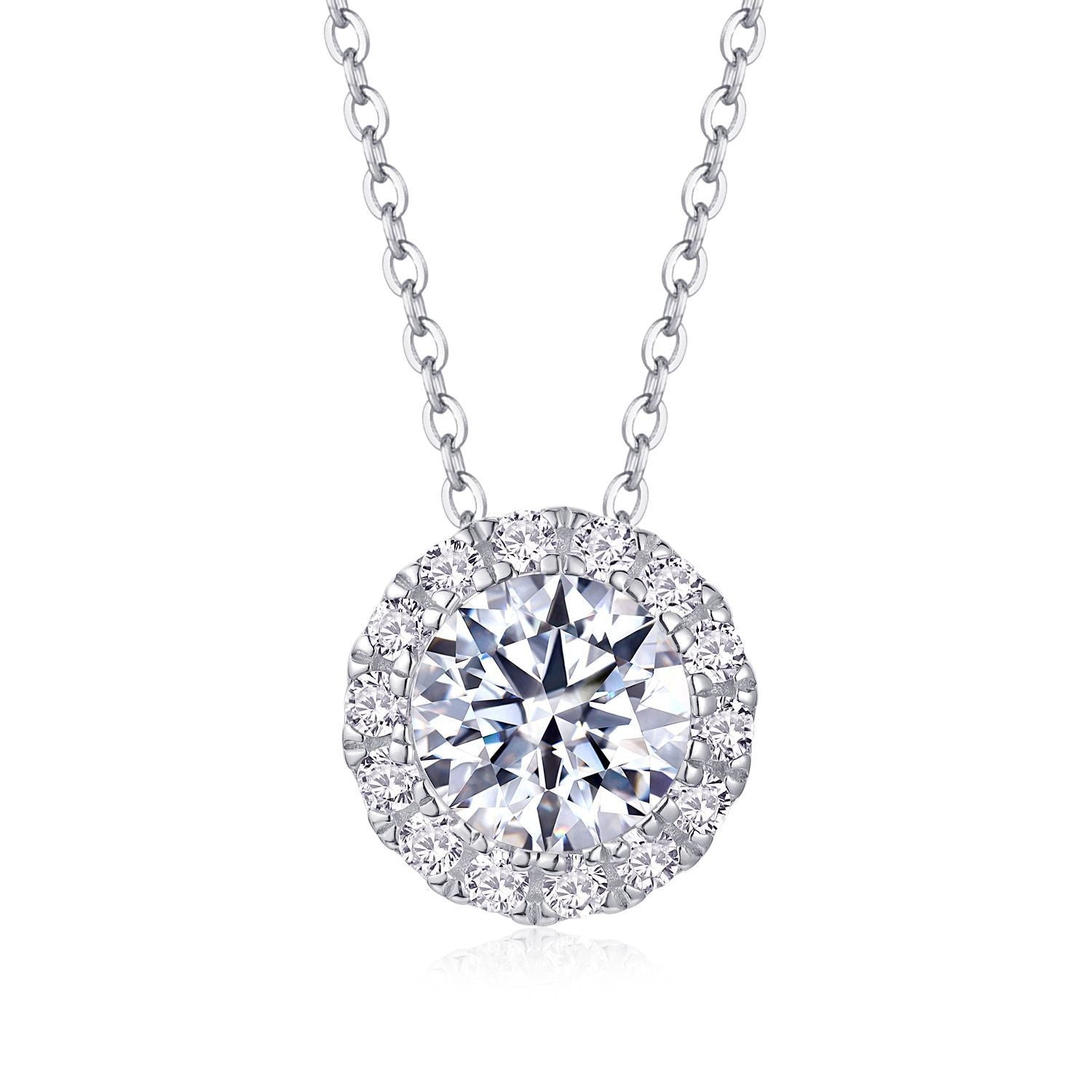 2 Carat Moissanite Necklace for Women S925 Silver Plated with 18K White Gold