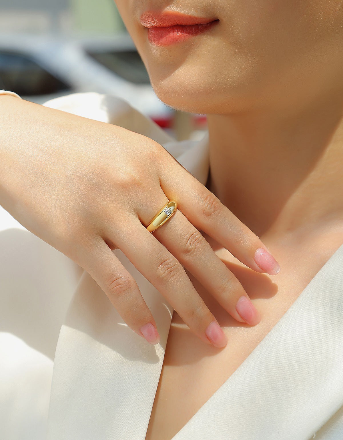 Phantom Star Fan Moissanite Ring for Men and Women S925 Sterling Silver Gold Plated
