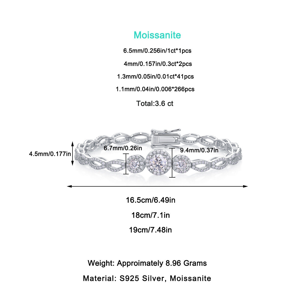 Moissanite Bracelet for Women
