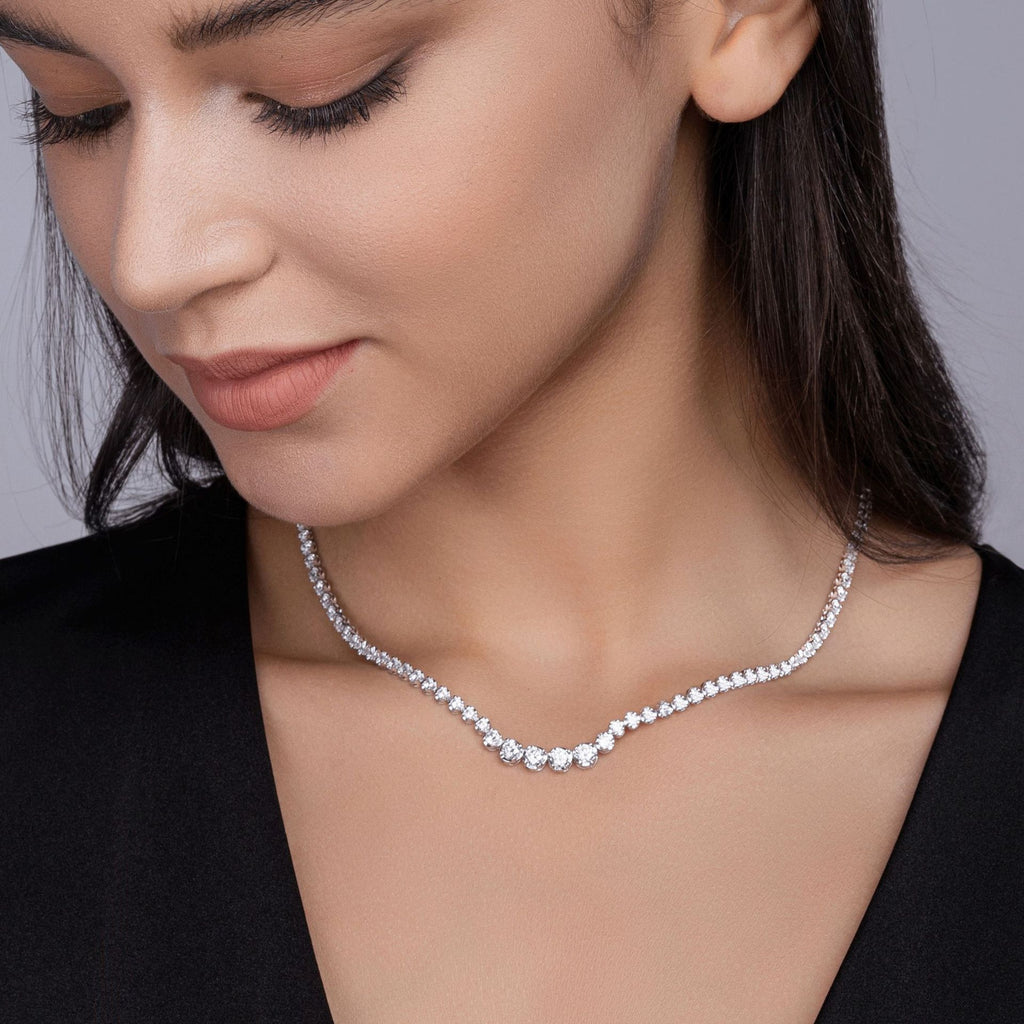 Moissanite S925 Sterling Silver Gold Plated 18K Full Diamond Necklace
