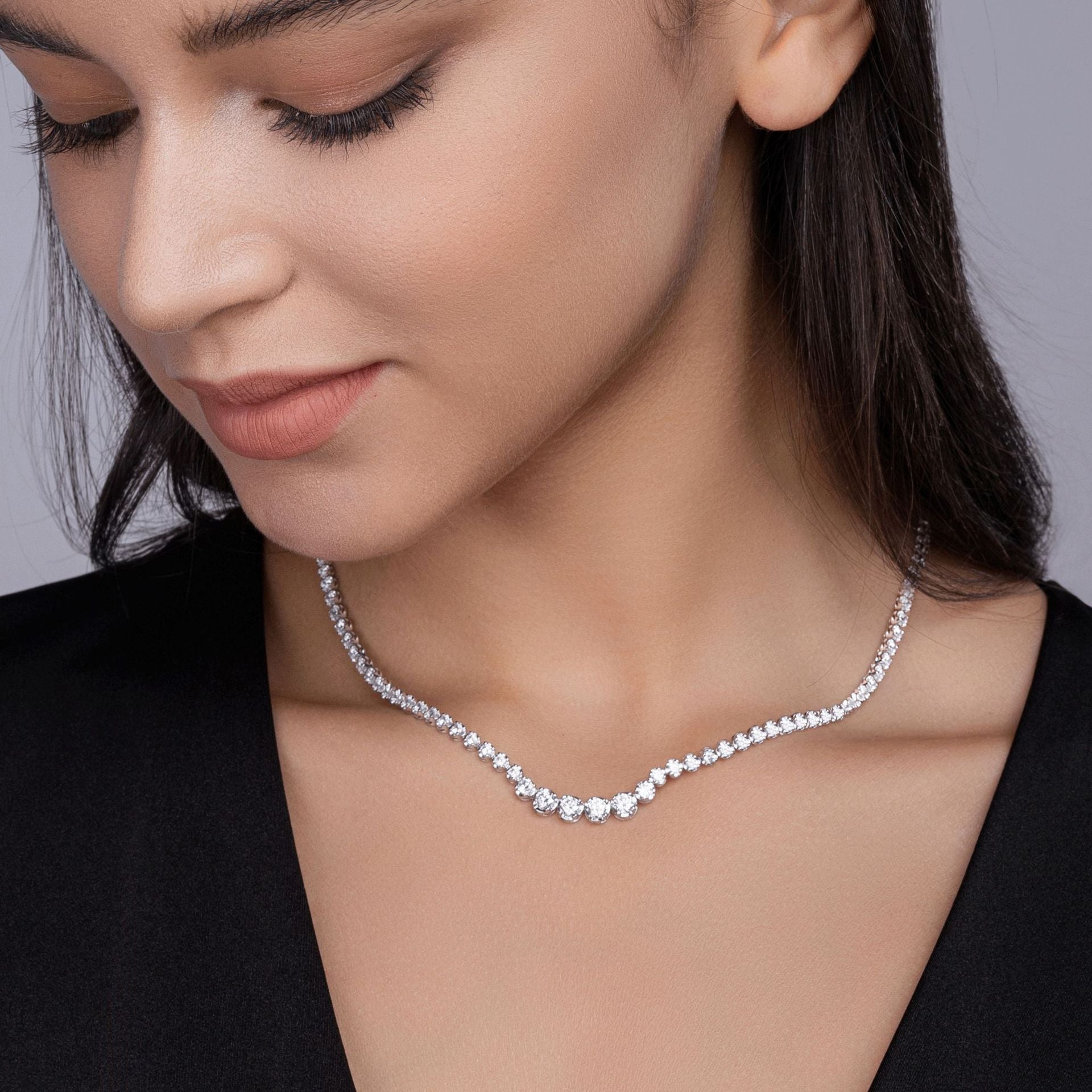 Moissanite S925 Sterling Silver Gold Plated 18K Full Diamond Necklace