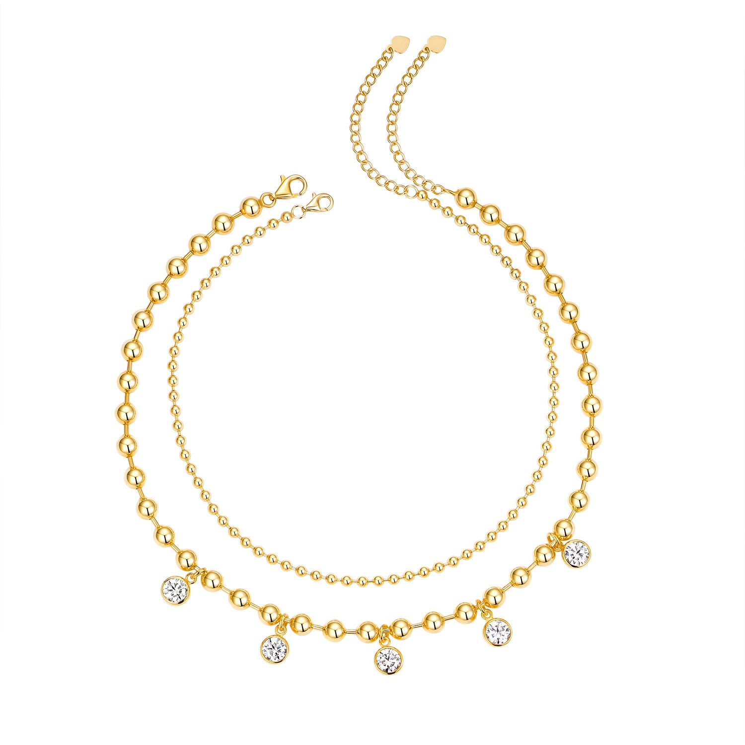 Moissanite Diamond Stacked Tassel Necklace for Women 35.5g S925 Silver Plated with 18K Gold