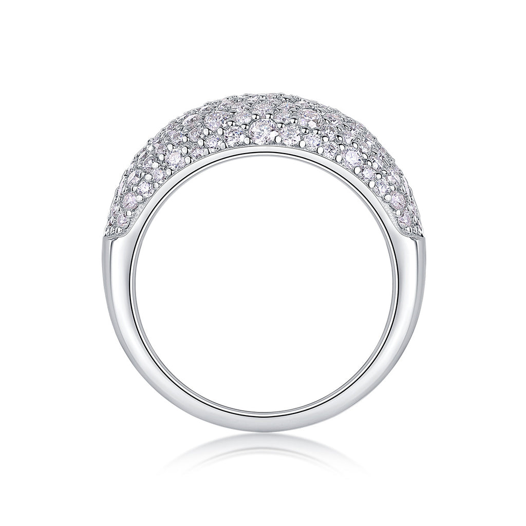 Unisex Moissanite Hip-Hop Style Ring S925 Silver Plated with 18K White Gold