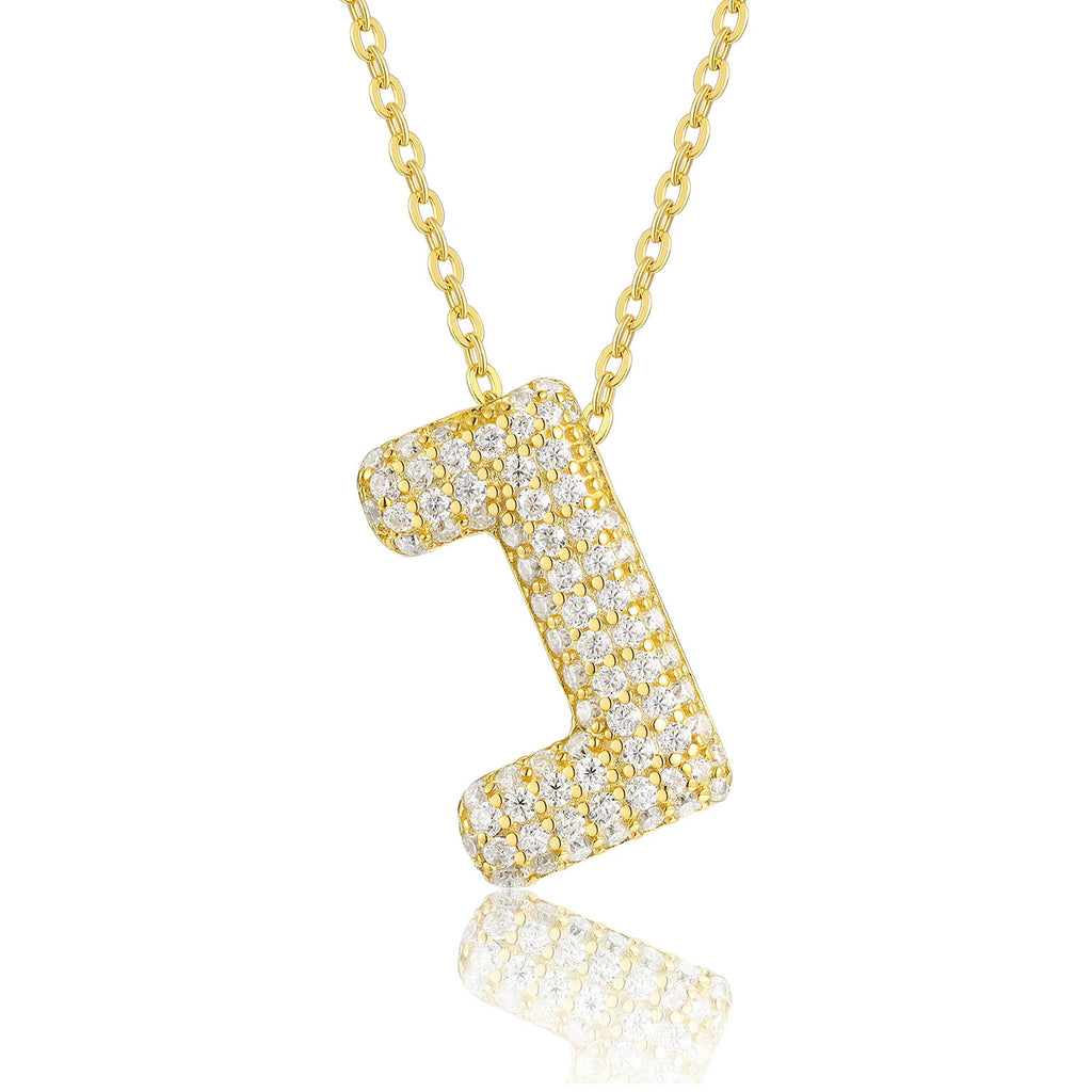 Moissanite 26 Alphabet Pendant Necklace for Men and Women 925 Sterling Silver Plated with 18K Gold