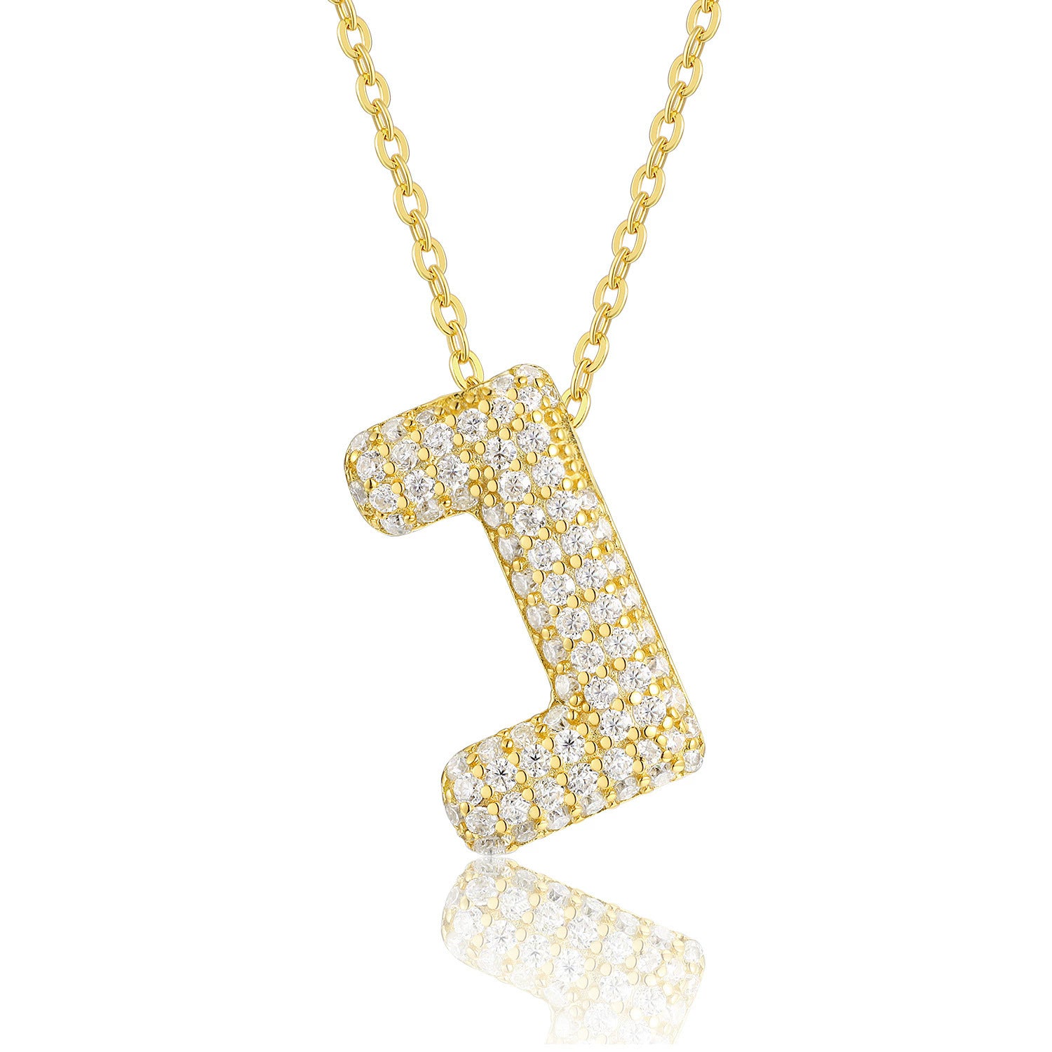 Moissanite 26 Alphabet Pendant Necklace for Men and Women 925 Sterling Silver Plated with 18K Gold