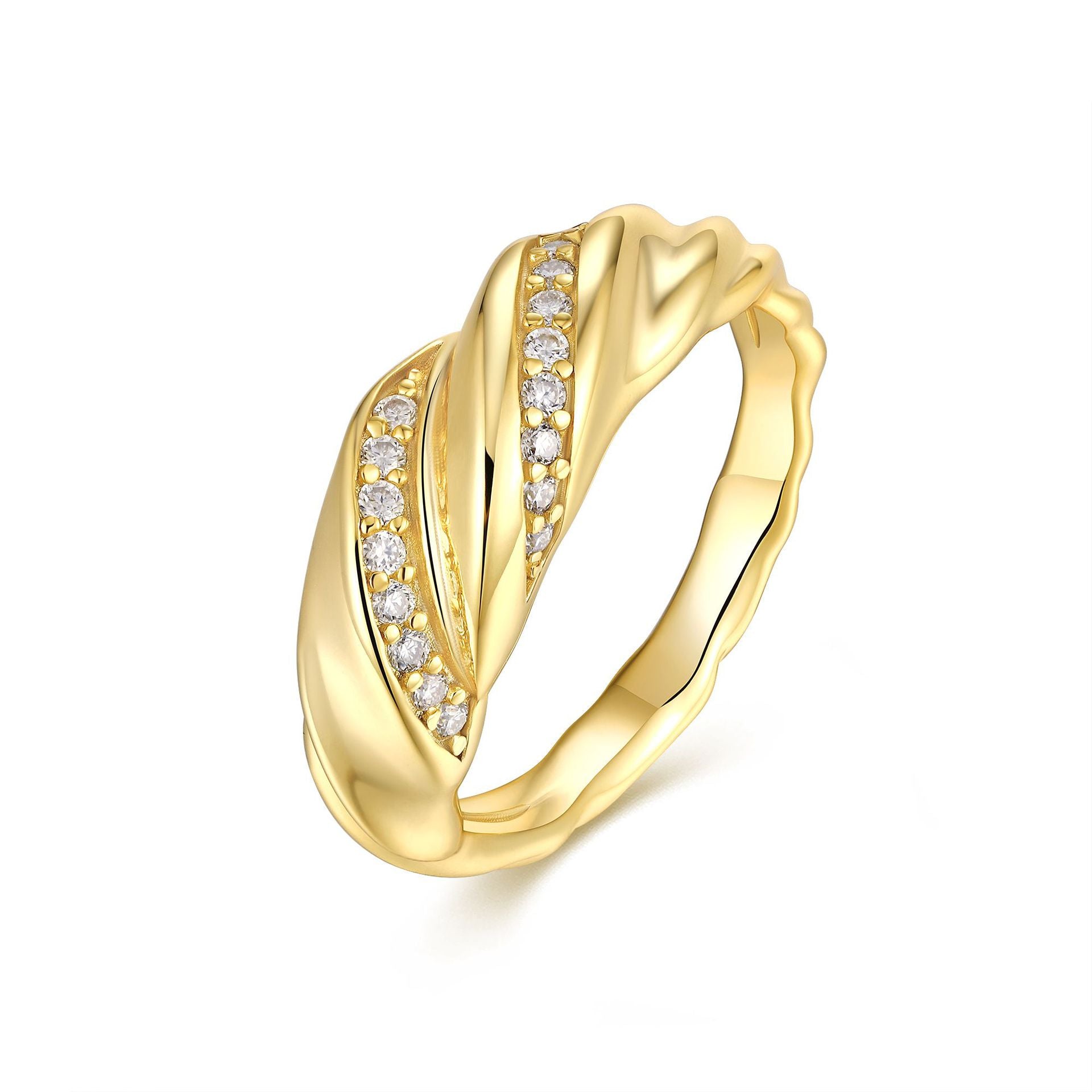 Moissanite Surround Inlaid Ring for Women S925 Silver Plated with 18K Gold