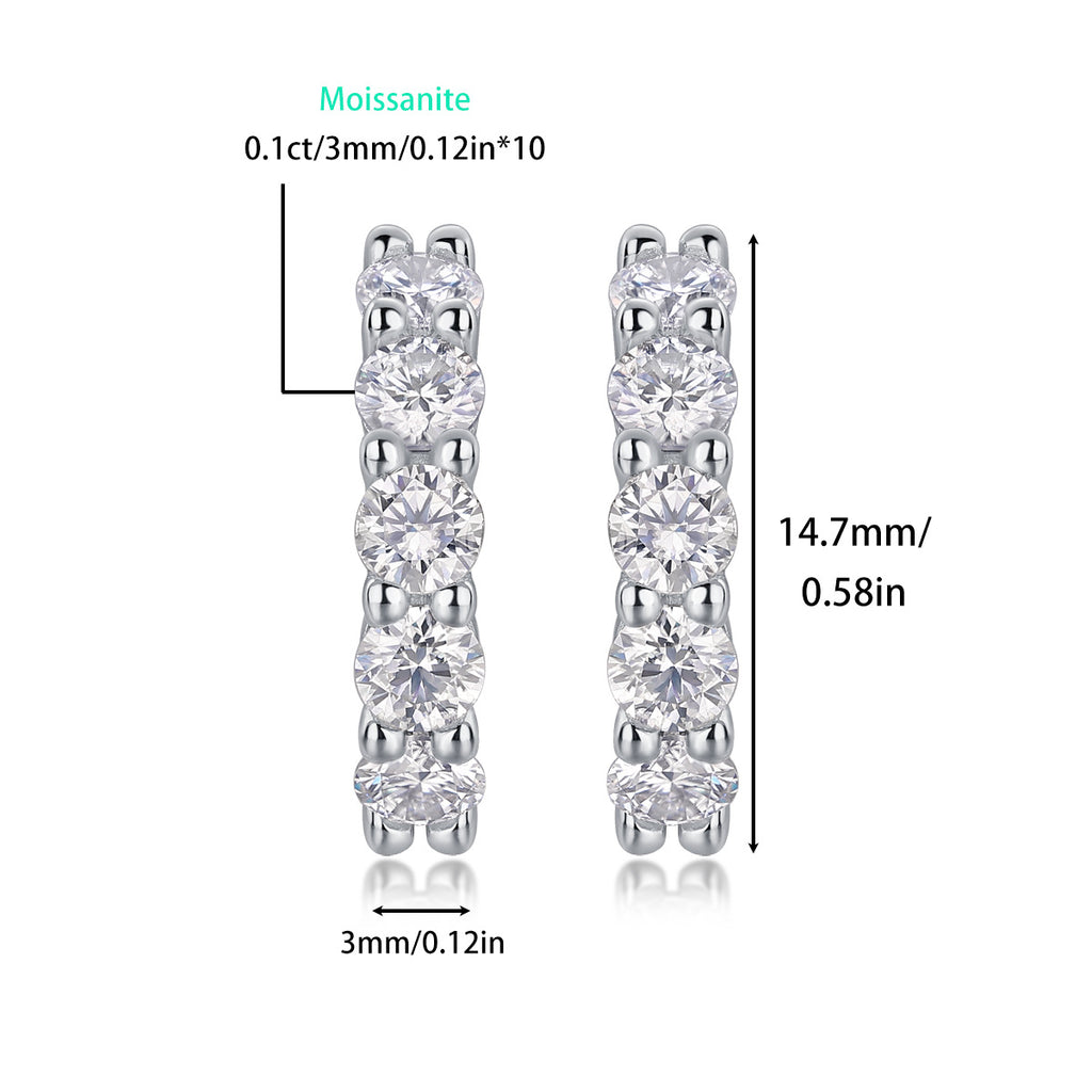 Moissanite Diamond Hoop Earrings for Women S925 Silver Plated with 18K Gold