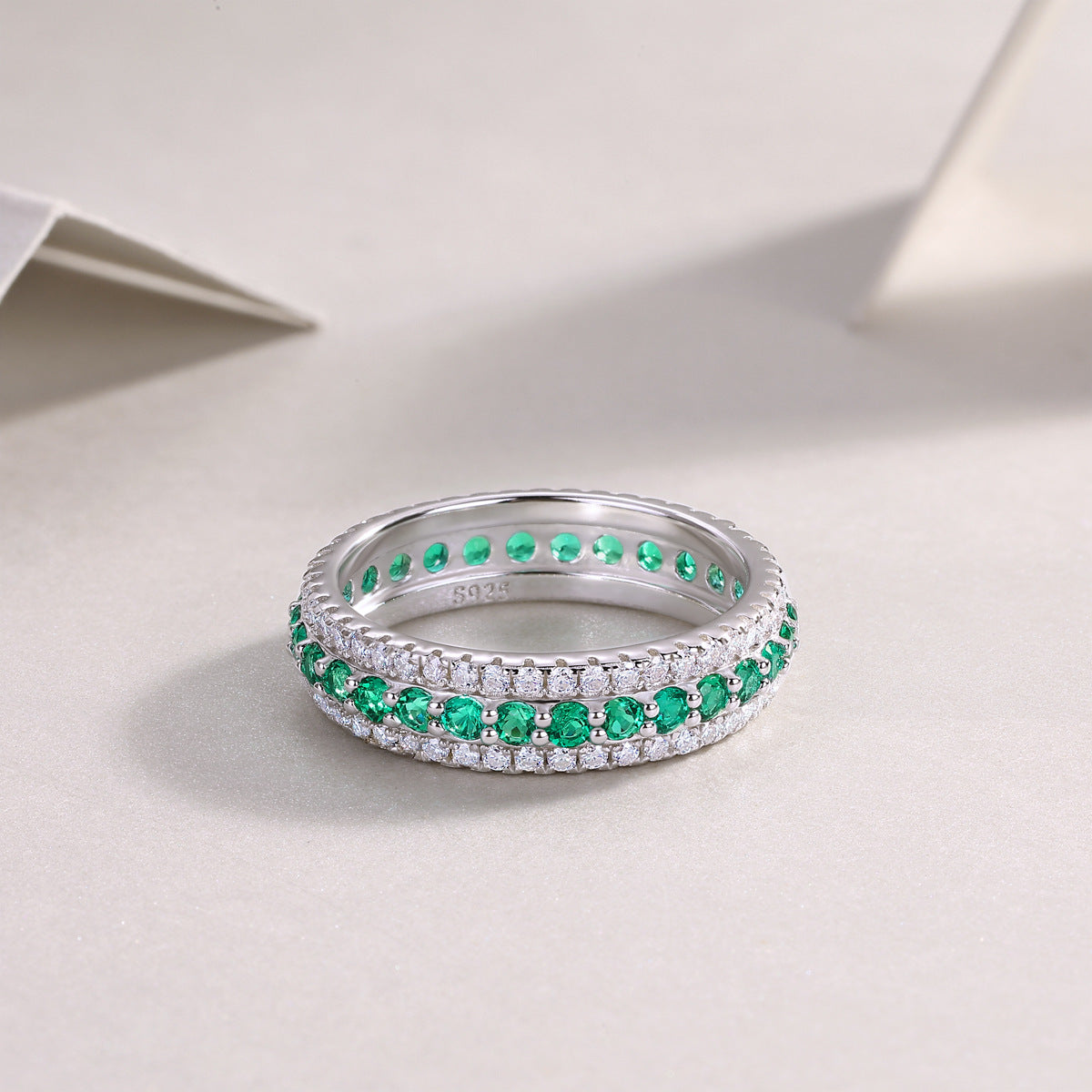 Colorful Cultivated Gemstone Moissanite Ring for Women