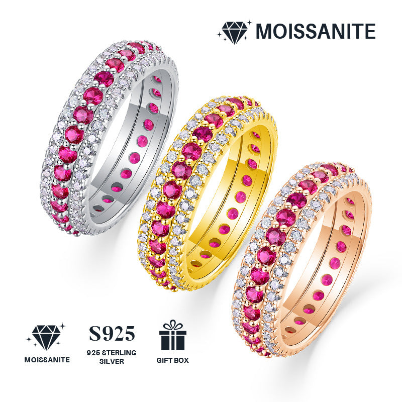 Colorful Cultivated Gemstone Moissanite Ring for Women