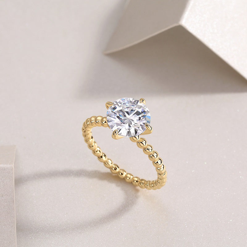 3 Carat Moissanite S925 Silver Plated 18K Gold Women's Ring