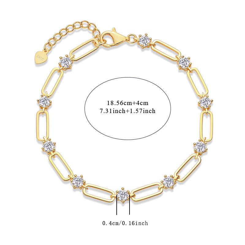 4 Carat Moissanite Geometric Clasp Bracelet For Women