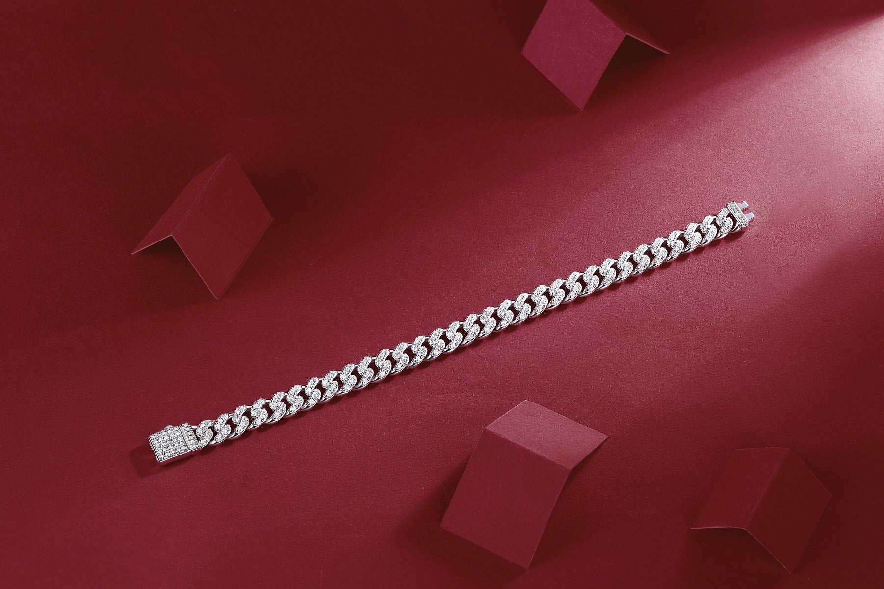 Men's and Women's Moissanite Cuban Bracelet S925 Silver Plated with 18K Gold