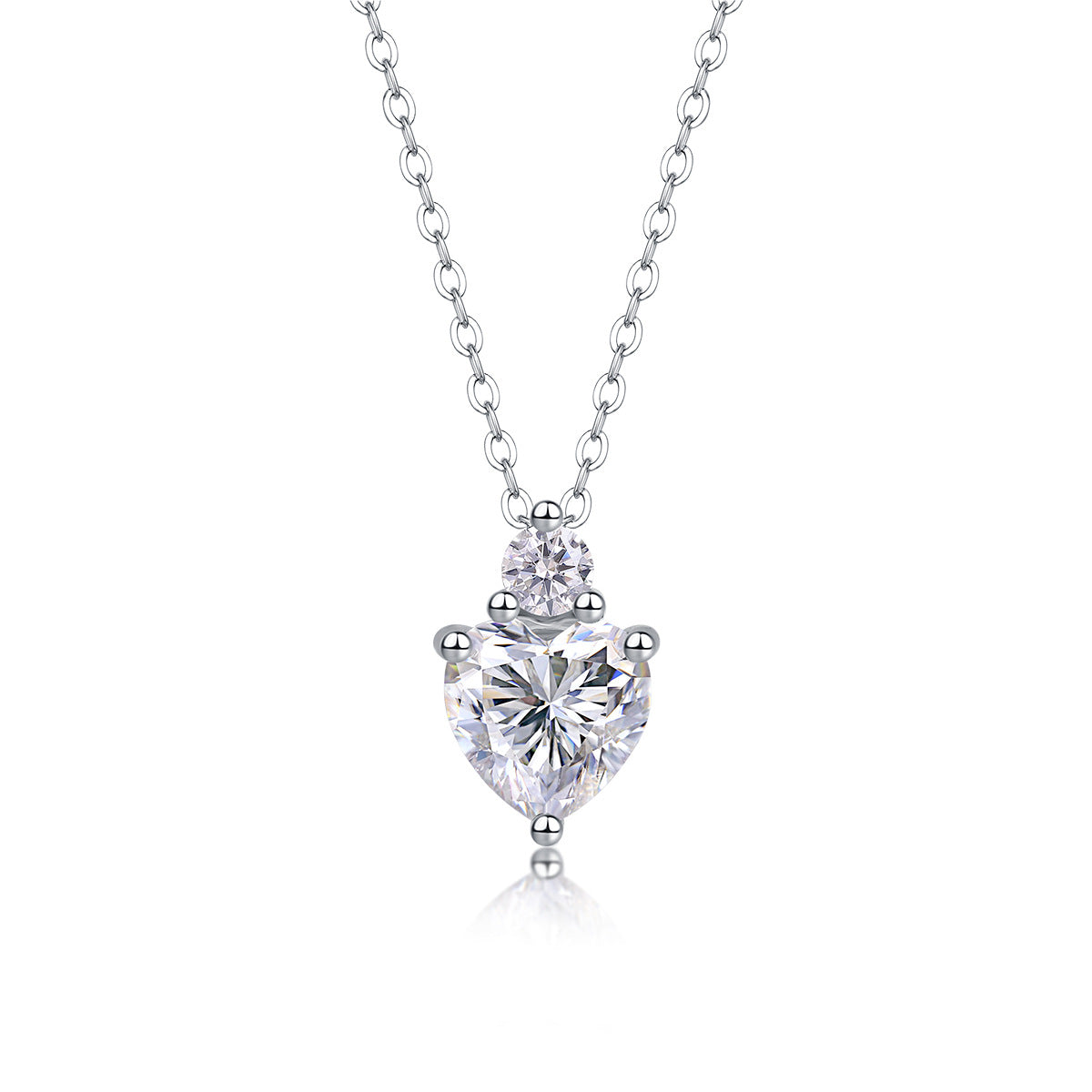 1 Carat Moissanite Heart-Shaped Pendant Necklace for Women
