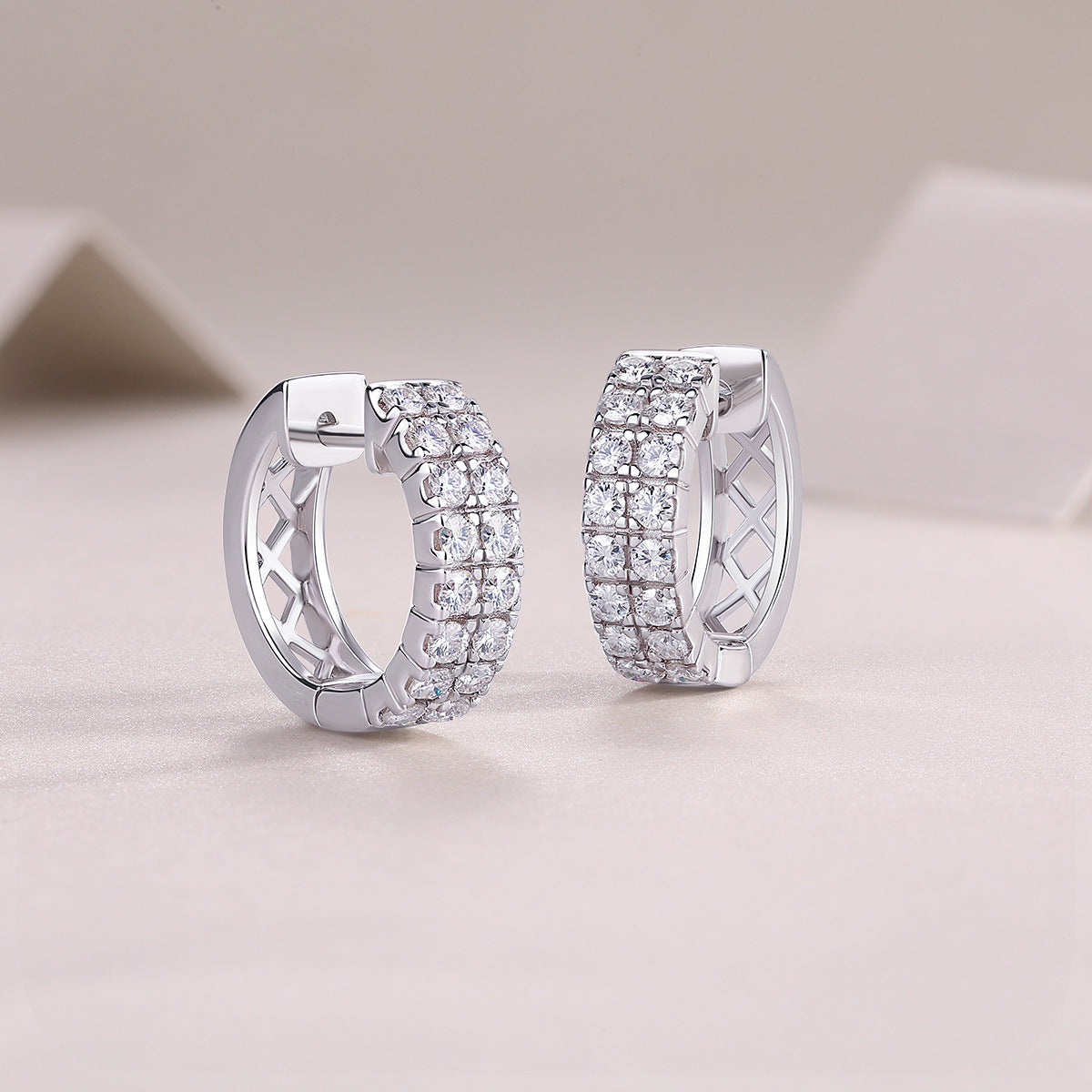 Moissanite Stud Earrings for Women S925 Plated with 18K White Gold