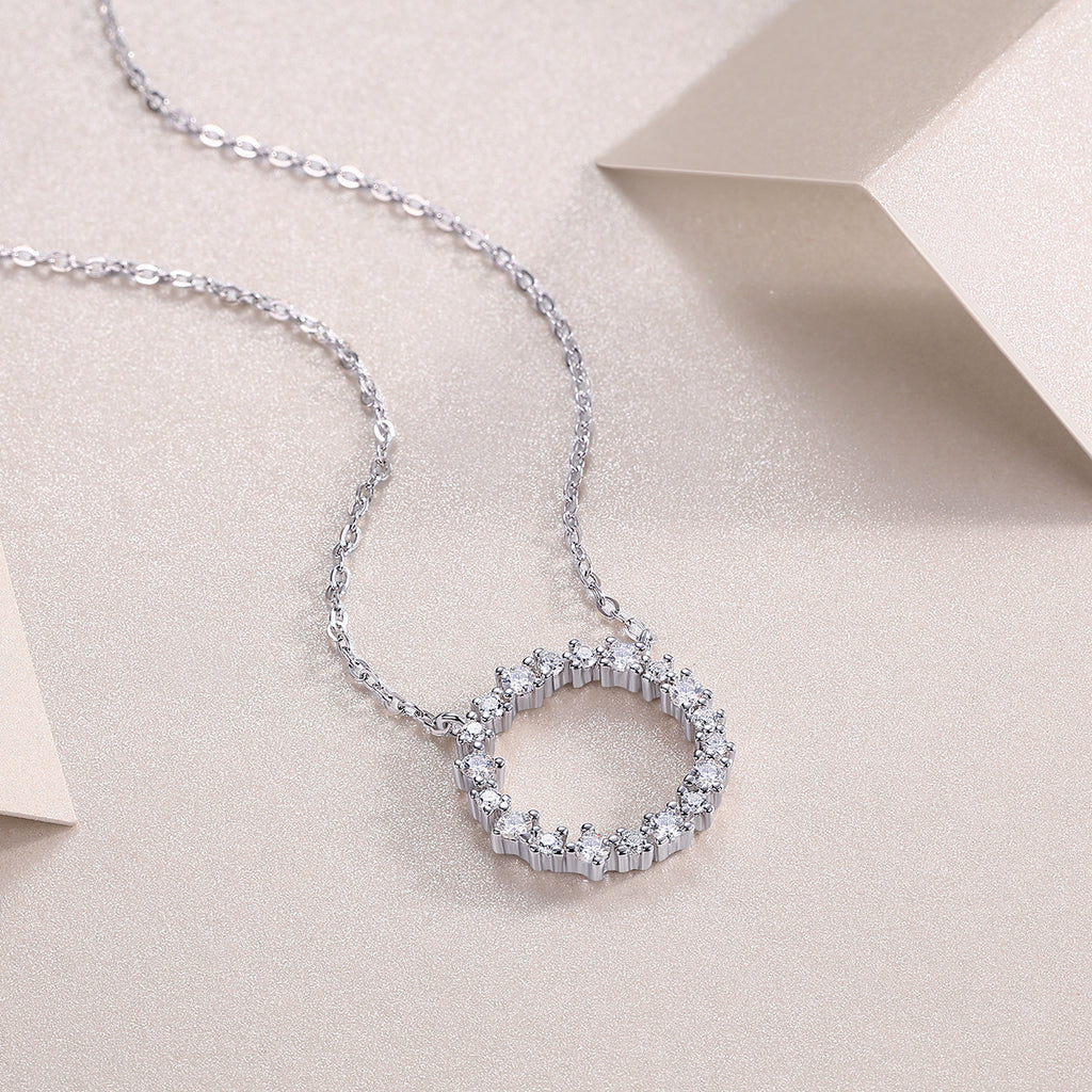 Love Ring Moissanite S925 Silver plated 18K Gold Necklace