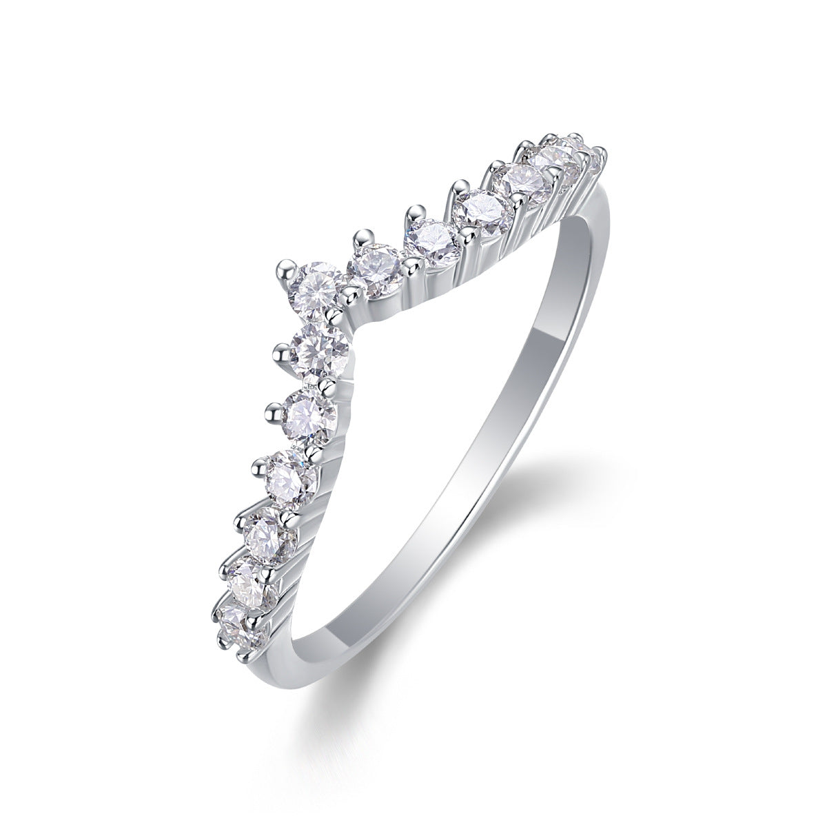 2.6CT Moissanite V-shaped Single Row Diamond Ring for Women