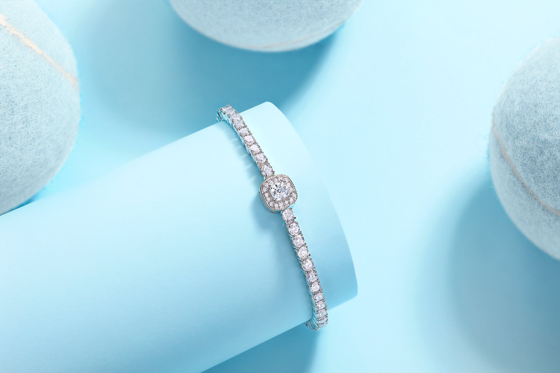 Men's and Women's Hip-Hop Moissanite Tennis Bracelet S925 Sterling Silver Tennis Plated with 18K Gold