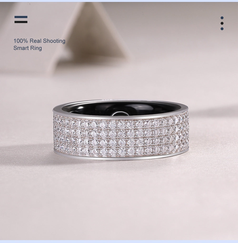 Health Star Smart Ring Integrated Blood Oxygen Monitoring S925 Silver Inlaid Moissanite Ring