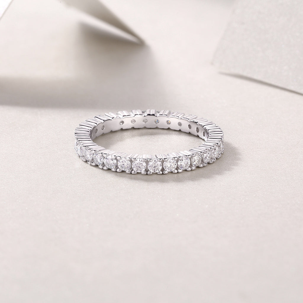 Stackable S925 Silver Inlaid Moissanite Ring