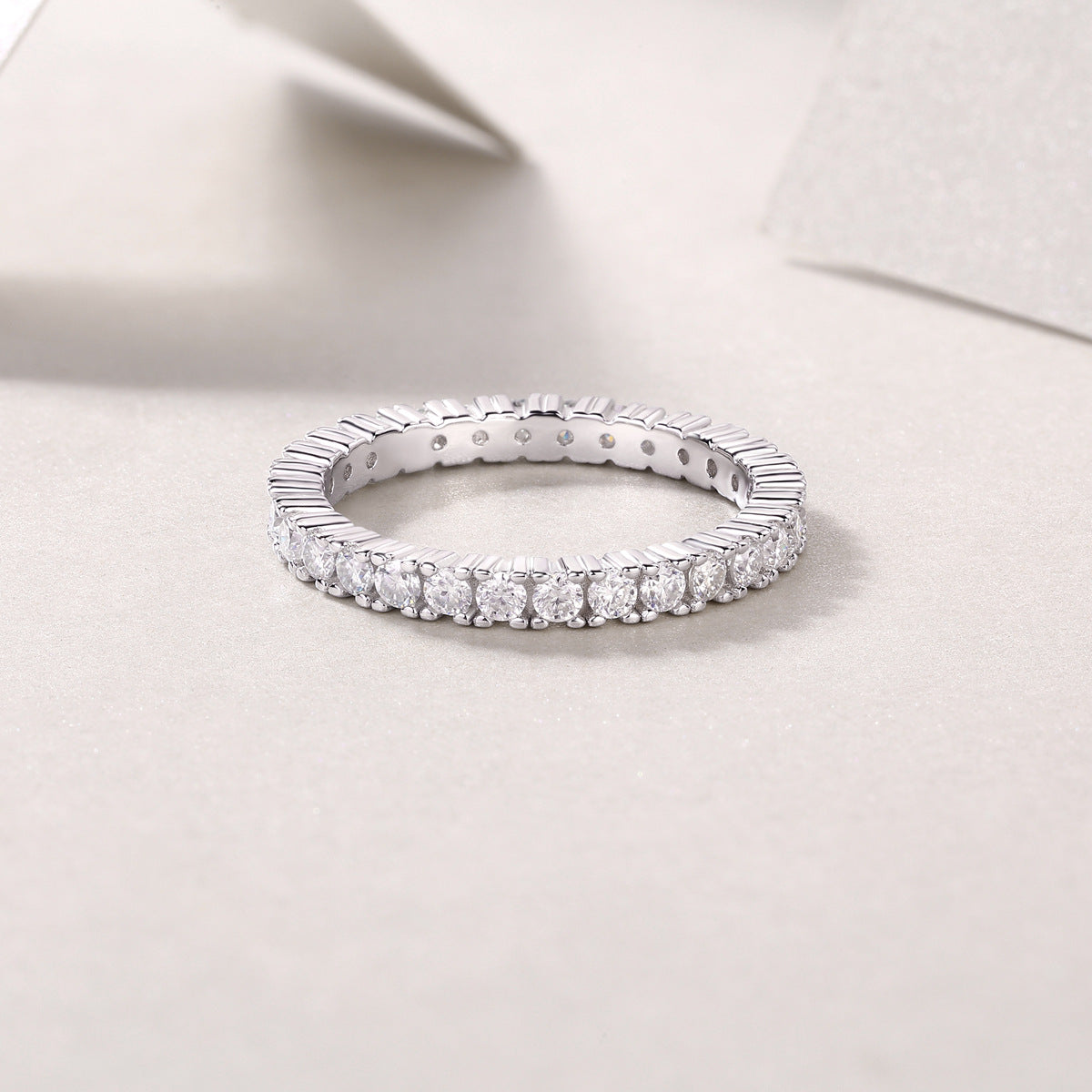 Stackable S925 Silver Inlaid Moissanite Ring